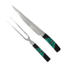 Jewelry Series Carving Set, Malachite with Jet and Silver, carving fork and knife