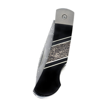3" Damascus Lockback — Jet, Apache Gold — Closed