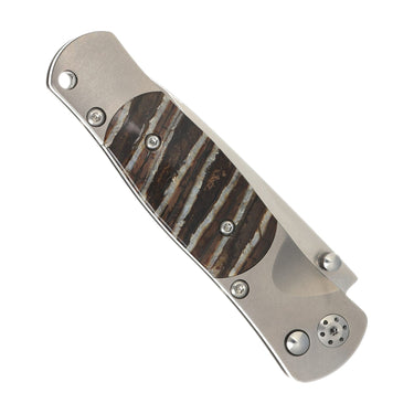 Tesoro - Woolly Mammoth Tooth 3 1/2" Button Lock Knife, closed