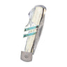 Titanium 3" Damascus Lock Back White Mammoth Tusk with Turquoise, closed