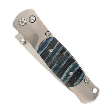 Tesoro Button Lock 3½" — Blue Mammoth Tooth — Closed
