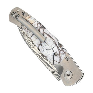 El Rey Damasteel Button Lock – White Mammoth Tusk — back