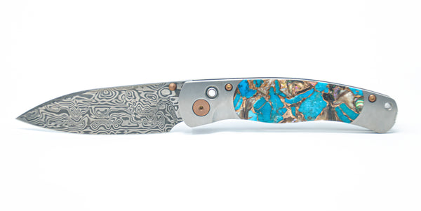 El Rey Damasteel Button Lock Collection W/Pocket Clip