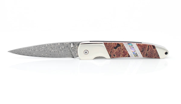 Damascus Collection Gemstone Exotics 4" Liner Lock Knife with Clip