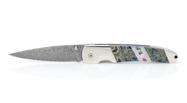 Damascus Collection Gemstone Exotics 4" Liner Lock Knife with Clip