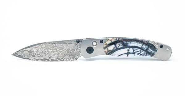 El Rey Damasteel Button Lock Collection W/Pocket Clip