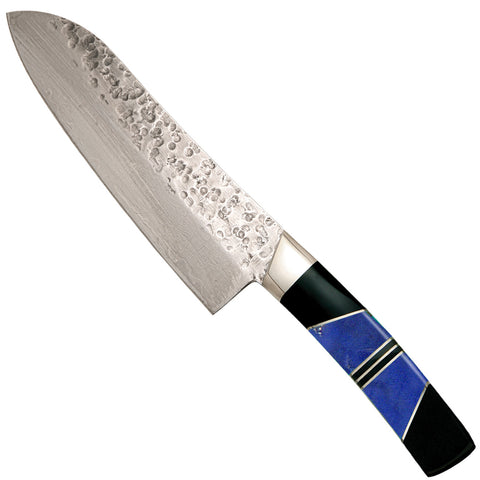 Hammered Damascus Jewelry Collection Santoku 7" Knife