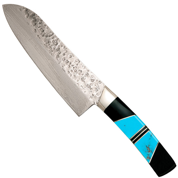 Hammered Damascus Jewelry Collection Santoku 7" Knife
