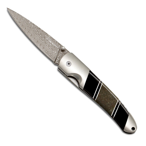 Dinosaur Jewelry Collection 4" Damascus Liner Lock Knife with Clip