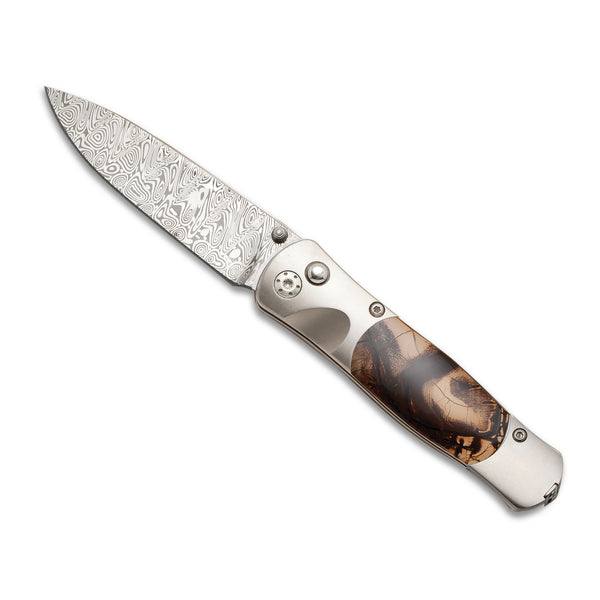 Tesoro Button Lock: Damasteel Mammoth Collection W/Pocket Clip