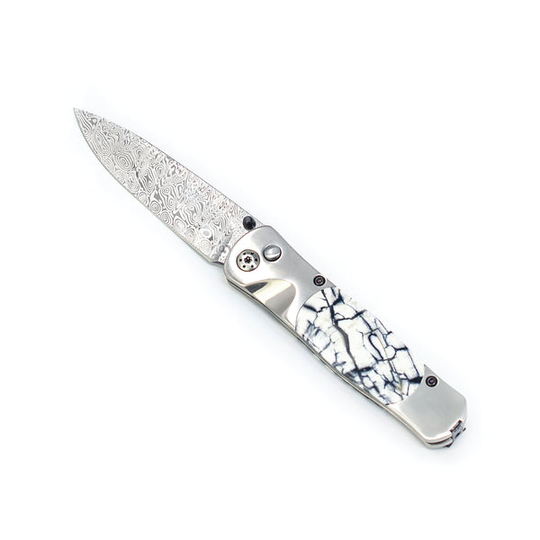Tesoro Button Lock: Damasteel Mammoth Collection W/Pocket Clip