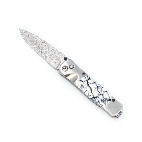 Tesoro Button Lock: Damasteel Mammoth Collection W/Pocket Clip