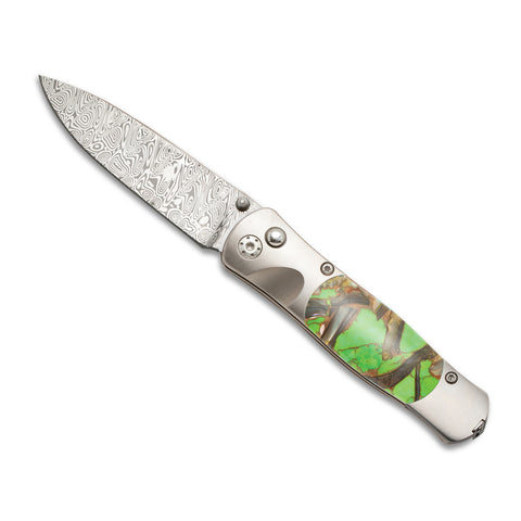 Tesoro Button Lock: Damasteel Gemstone Exotic Collection w/Pocket Clip