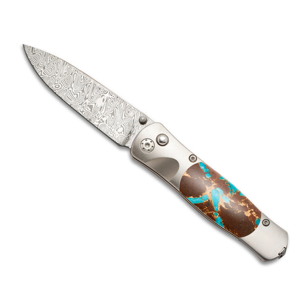 Tesoro Button Lock: Damasteel Gemstone Exotic Collection w/Pocket Clip