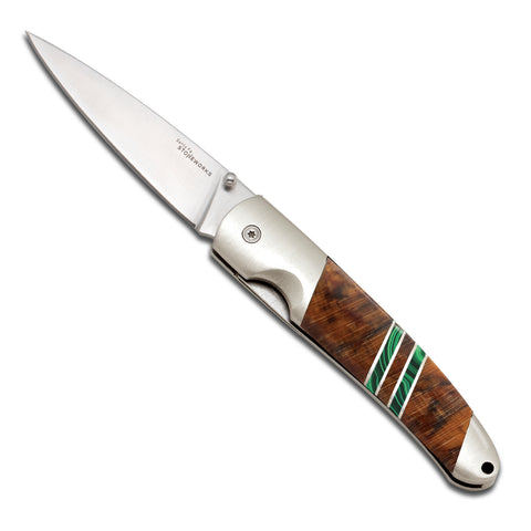 Spalted Beech 4" Liner Lock Knife with Clip